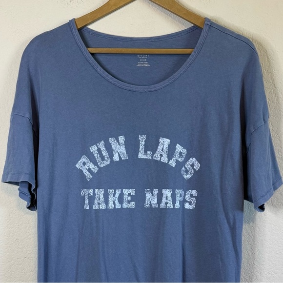 OFFLINE By Aerie Unstoppable Oversized T-Shirt Blue Run Laps Take Naps Size LG - Picture 4 of 13